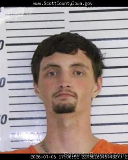 Mugshot of ZACHARY JOSHUA WALKER booked in Scott County, Iowa on July 6, 2026