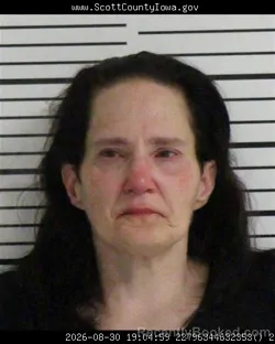 Mugshot of Nicole Marie Burns booked in Scott County, Iowa on August 30, 2026