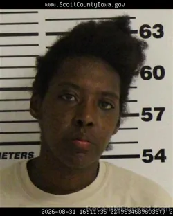 Mugshot of Precious Nadine Sims booked in Scott County, Iowa on August 31, 2026