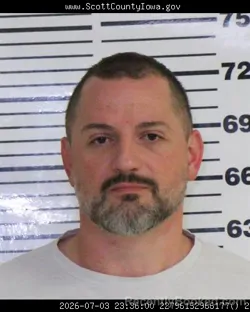 Mugshot of HARRY ROGER HITCHCOCK booked in Scott County, Iowa on July 3, 2026