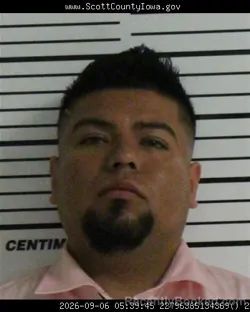 Mugshot of Andres Vargas-Duran booked in Scott County, Iowa on September 6, 2026