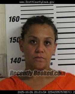 Mugshot of ASHLEY NICHOLE CARR booked in Scott County, Iowa on May 4, 2026