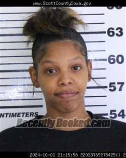 Mugshot of NEVAEH TYSHAE THOMAS booked in Scott County, Iowa on June 15, 2026
