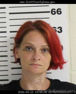Mugshot of Erica Rose Treakle booked in Scott County, Iowa on September 13, 2026