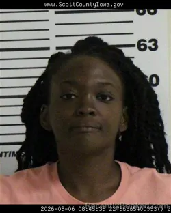 Mugshot of Kachareania Simone Lofton booked in Scott County, Iowa on September 6, 2026