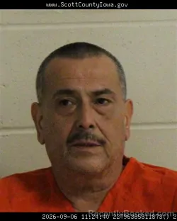 Mugshot of Marty Glynn Martinez booked in Scott County, Iowa on September 6, 2026