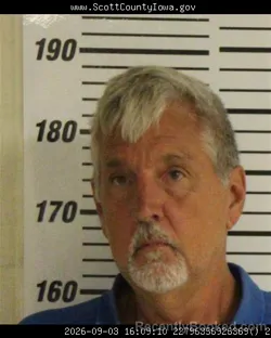 Mugshot of Michael Kent Goldsmith booked in Scott County, Iowa on September 3, 2026