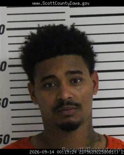 Mugshot of Mario Andrew Williams booked in Scott County, Iowa on September 14, 2026