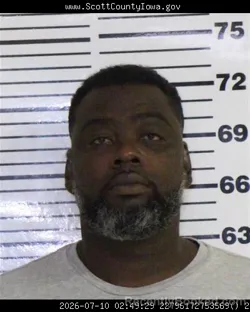 Mugshot of DARWIN LANELE JOHNSON booked in Scott County, Iowa on July 10, 2026