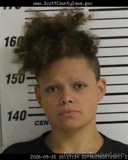Mugshot of Seleena Lakota Frazier booked in Scott County, Iowa on September 15, 2026
