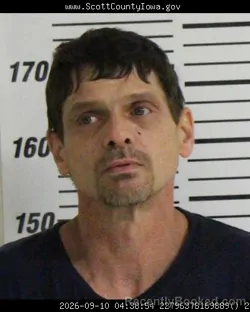 Mugshot of Christopher Michael White booked in Scott County, Iowa on September 10, 2026