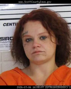 Mugshot of BRANDI MAY SULLIVAN booked in Scott County, Iowa on July 6, 2026