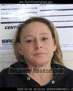 Mugshot of AMBER MARIE SCOTT booked in Scott County, Iowa on April 21, 2026