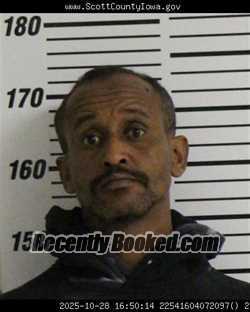 Mugshot of YONAS ABAI ABRAHAM booked in Scott County, Iowa on May 14, 2026