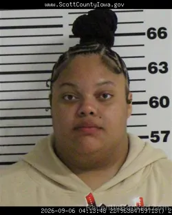 Mugshot of Nykiah Joyce Newman booked in Scott County, Iowa on September 6, 2026