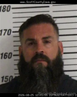 Mugshot of Andrew David Stevens booked in Scott County, Iowa on August 25, 2026