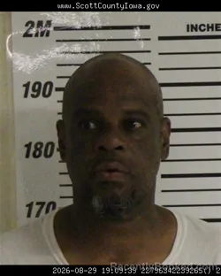 Mugshot of Darryl Shawn Fleming booked in Scott County, Iowa on August 29, 2026