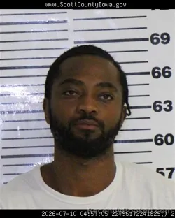 Mugshot of JUWAN TYRIQUE ANDR SLATER booked in Scott County, Iowa on July 9, 2026