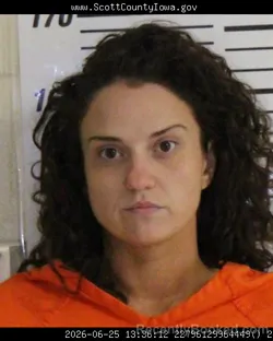 Mugshot of SOPHIA LORENA POWELL booked in Scott County, Iowa on June 25, 2026