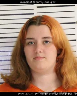 Mugshot of PRESLEY ISABELLA BELL booked in Scott County, Iowa on June 21, 2026