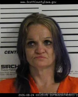Mugshot of Delana Ann Schell booked in Scott County, Iowa on August 24, 2026