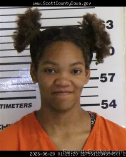 Mugshot of TA NAJAE MAXINE CLAY booked in Scott County, Iowa on June 20, 2026