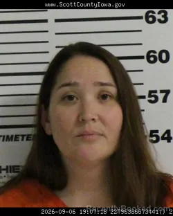 Mugshot of Rachel Marie Martin booked in Scott County, Iowa on September 6, 2026