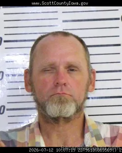 Mugshot of CHRISTOPHER MICHAEL FLOCK booked in Scott County, Iowa on July 12, 2026