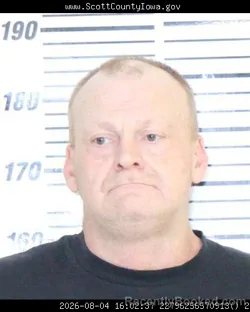 Mugshot of RUSSELL EUGENE KRAKLIO booked in Scott County, Iowa on August 4, 2026