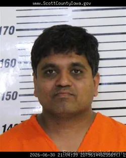 Mugshot of NARAYANA REDDY BANAVASI booked in Scott County, Iowa on June 30, 2026