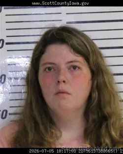 Mugshot of ANASTASHIA MARIE SAWYER booked in Scott County, Iowa on July 5, 2026
