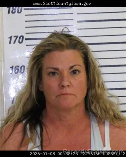 Mugshot of NICOLE MARIE THOMPSON booked in Scott County, Iowa on July 8, 2026