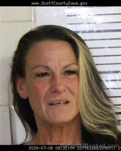 Mugshot of DANYA ELLA TATE booked in Scott County, Iowa on July 8, 2026