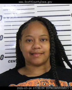 Mugshot of NAKEYA SHONTAY BROWN booked in Scott County, Iowa on July 14, 2026
