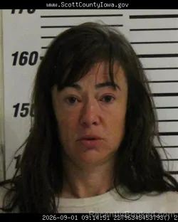 Mugshot of Danielle Renee Rohret booked in Scott County, Iowa on September 1, 2026