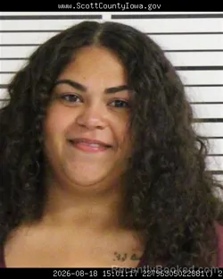 Mugshot of Tatianna Elizabeth White booked in Scott County, Iowa on August 18, 2026