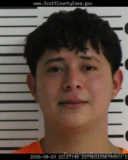 Mugshot of Gerson David Vasquez Sanchez booked in Scott County, Iowa on August 20, 2026