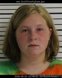Mugshot of Isabella Serenity Mccormick booked in Scott County, Iowa on August 20, 2026