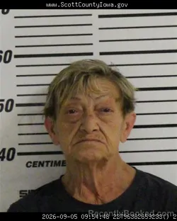 Mugshot of Gale Ann Sherwood booked in Scott County, Iowa on September 5, 2026