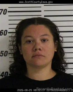Mugshot of Selena Chene Shiltz booked in Scott County, Iowa on August 25, 2026