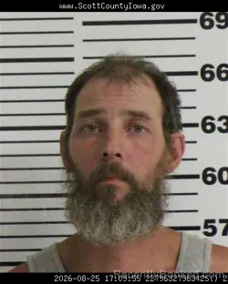 Mugshot of Richard David Kleckner booked in Scott County, Iowa on August 25, 2026