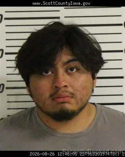 Mugshot of Eric Hernandez Uribe booked in Scott County, Iowa on August 26, 2026