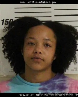 Mugshot of Janiesha Nicole Turks booked in Scott County, Iowa on August 26, 2026