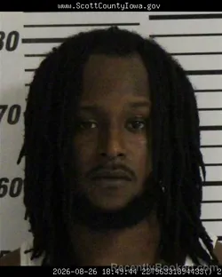 Mugshot of Dartavious Darion Mcneil booked in Scott County, Iowa on August 26, 2026