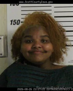 Mugshot of Jareka Danae Tyson booked in Scott County, Iowa on August 26, 2026
