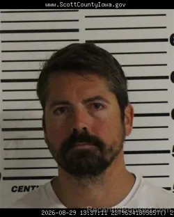 Mugshot of Johnathon Stone Sprague booked in Scott County, Iowa on August 29, 2026