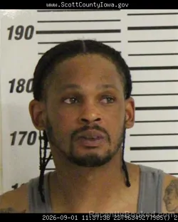 Mugshot of Eric Eugene Mason booked in Scott County, Iowa on September 1, 2026