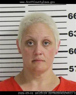 Mugshot of Brandi Michelle Cecil booked in Scott County, Iowa on September 1, 2026