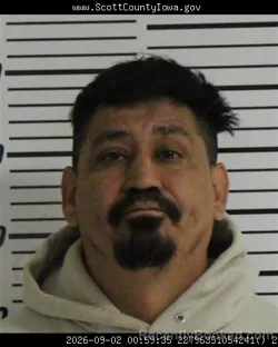 Mugshot of Alejandro Torre Rangel booked in Scott County, Iowa on September 2, 2026