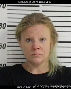 Mugshot of Kelsey Elizabeth Kidd booked in Scott County, Iowa on September 3, 2026